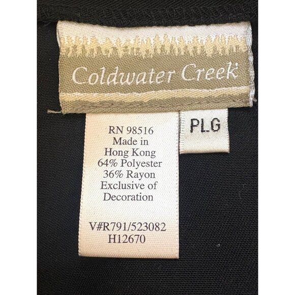 VTG Black Coldwater Creek Embroidered Midi Skirt PL Pet White Vines Classic - Picture 2 of 7